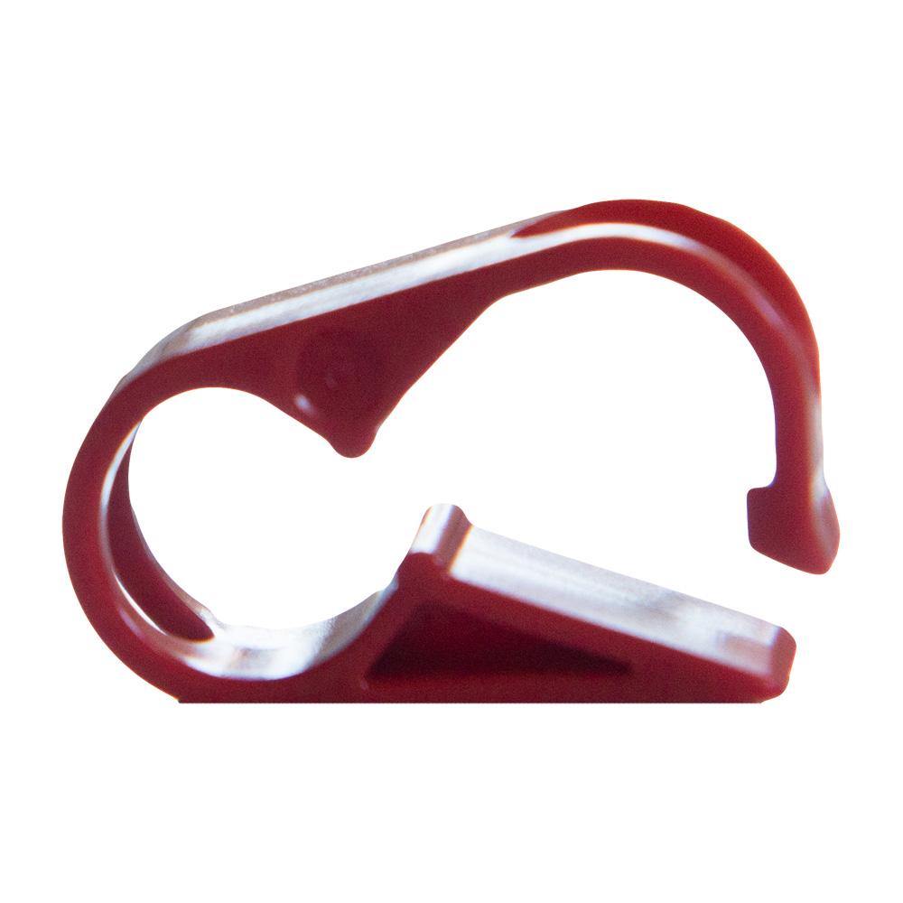 Red 1 Position Acetal Tubing Clamp for Tubing up to 0.25" OD